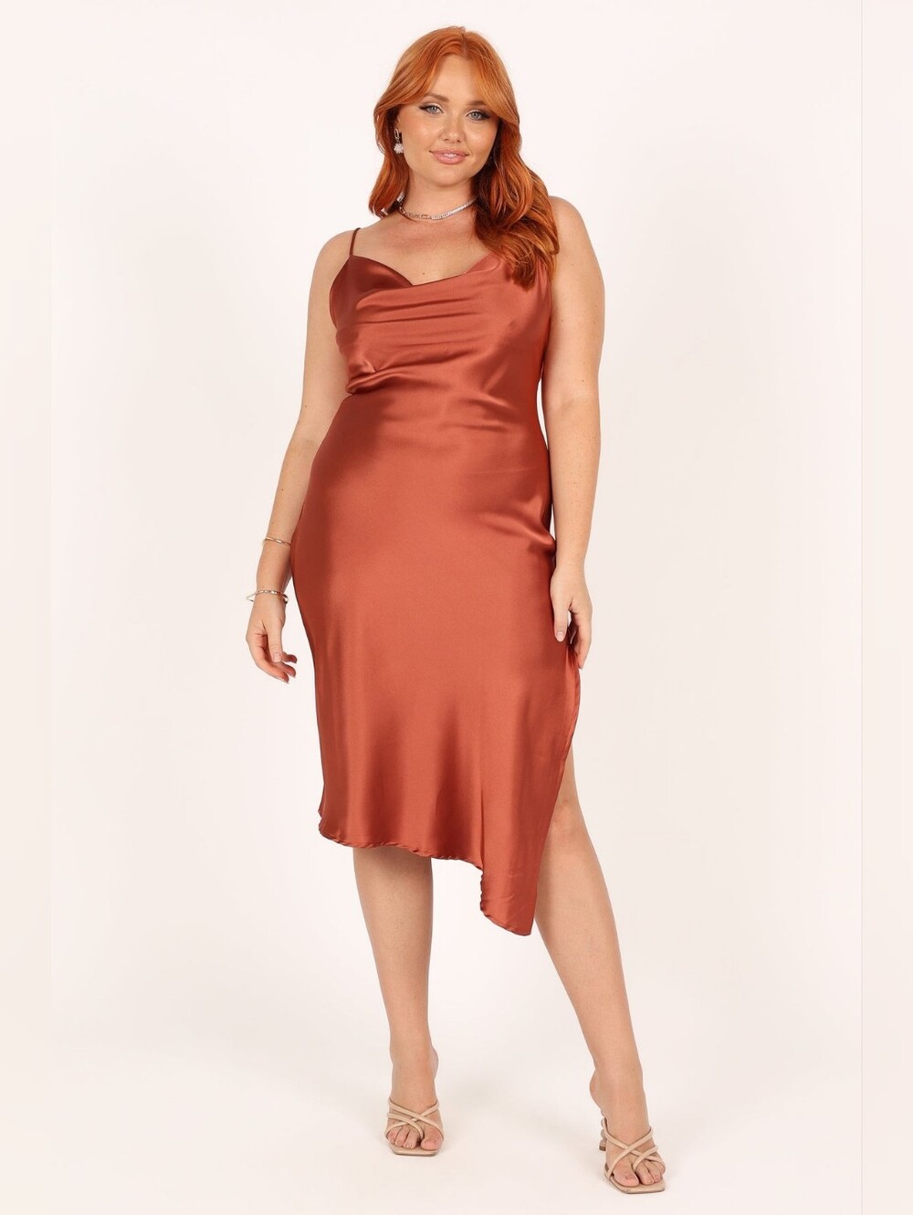 Petal & Pup Satin Rust Cyprus Midi Dress